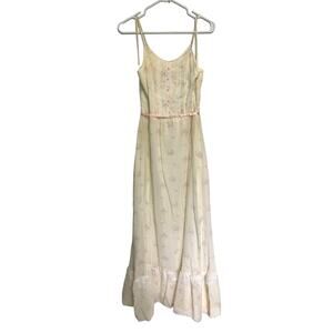 Homemade Cottagecore 1960's Vintage Ivory Lined Maxi Dress with Shaul Cover Up